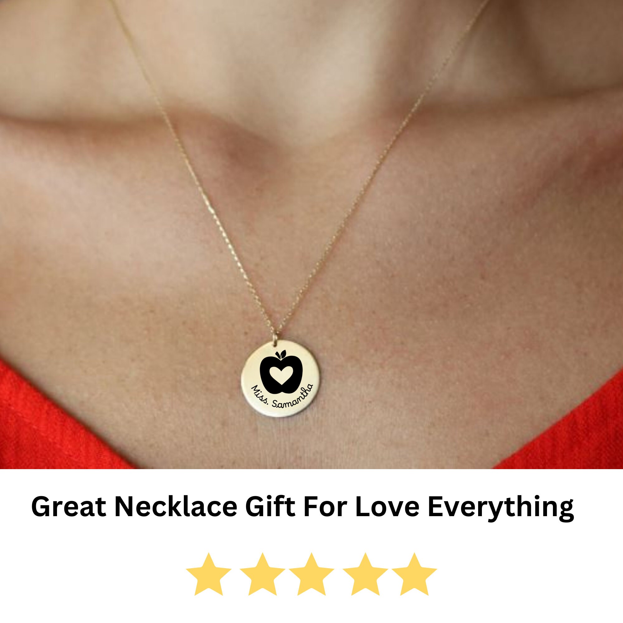 Kindergarten Teacher Necklace Personalized, Message Card Jewelry Gift ...