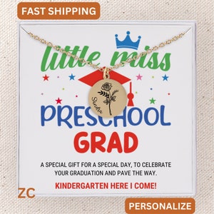 Preschool Graduation Name Necklace Personalized, Kindergarten Here I Come Graduation Ceremony, Graduation Preschool Pre-K Grad Notecard Gift