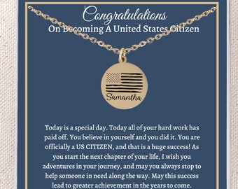 US Citizenship Gift Personalized, Immigrant Necklace Gifts, Naturalization Ceremony Gift For Woman New American Citizen congratulations gift