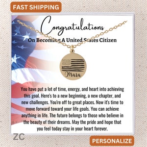 Custom US Citizenship Gift, New US Citizen Necklace Gift For Women, American Naturalization Ceremony, Gift For Her, Immigrant Citizenship