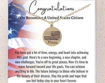 Custom US Citizenship Gift, New US Citizen Necklace Gift For Women, American Naturalization Ceremony, Gift For Her, Immigrant Citizenship