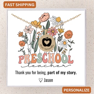 Preschool Teacher Necklace Personalized, Message Card 16k Jewelry Gift For Preschool Teacher, Elementary Teacher Appreciation Gift For Women
