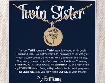 Twin Sister Necklace Personalized, Twin Gift, Personalized