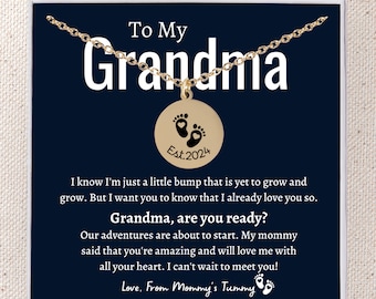 New Grandma Gift, First Time Grandma Baby Announcement Grandparent, Promoted To Grandma Pregnancy Reveal Gift for New Grandmother Necklace