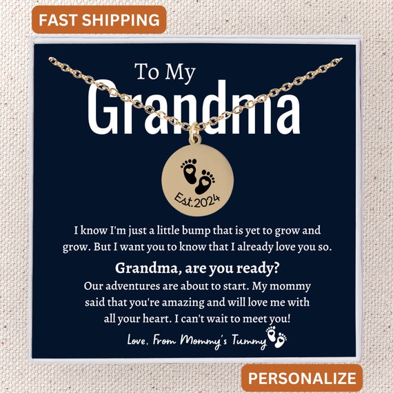 New Grandma Gift, First Time Grandma Baby Announcement Grandparent, Promoted To Grandma Pregnancy Reveal Gift for New Grandmother Necklace