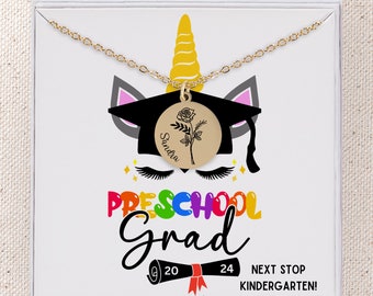 Unicorn Preschool Graduation Name Necklace Personalized, Preschool Graduation Ceremony, Graduation Preschool, Pre-K Grad Necklace keepsake