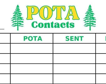 POTA Radio Log, Parks on the Air Contacts (Digital Download)