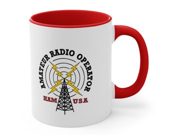 Ham Radio Operator Coffee Mug, Two-Tone Ceramic Mug