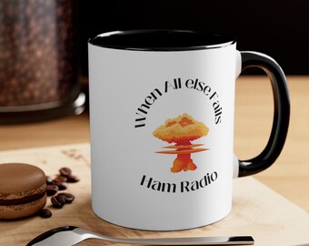 Ham Radio Coffee Mug, Two-Tone Ceramic