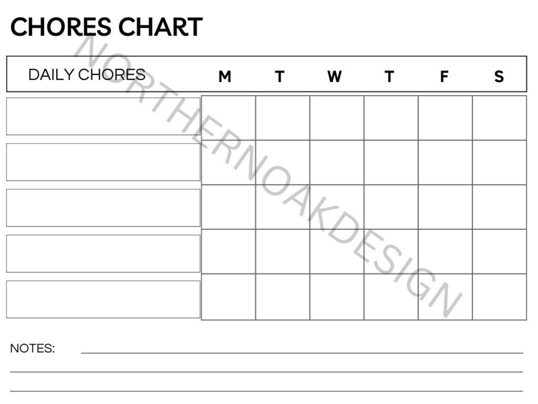 Daily Chores Chart Printable Chore Tracker Daily Task Planner Digital