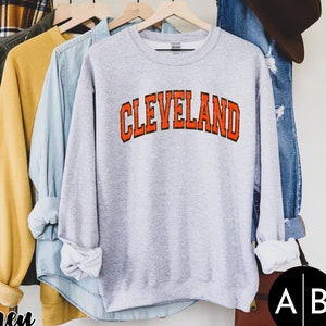 Vintage Cleveland Sweatshirt, Distressed Cleveland Sweatshirt, Cleveland Gift, Cleveland Crewneck, College Student Gift, Cleveland