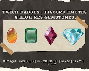 Gemstones Twitch Sub Badges | Twitch Bit Badges | Discord Emote | Twitch Emotes