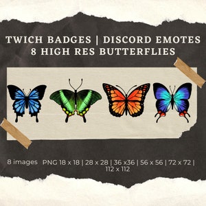 Butterflies Twitch Sub Badges | Twitch Bit Badges | Discord Emote | Twitch Emotes