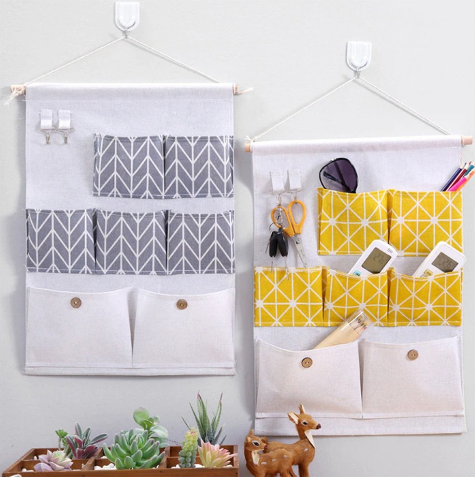 Wall Organizer 3/7 Pockets Wall Hanging Storage Bags Cotton Etsy