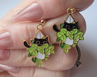 Black Cat Earrings, Fun Kitty Dangles, Cute Kitty Earrings, Gifts for Her, Crazy Cat Lady Gifts, Funny Cat Earrings