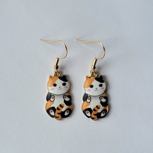 Calico Cat Earrings, Cute Cat Gifts, Whimsical Earrings, Cat Lovers, Cute Kitty Jewelry, Birthday Gift, Gifts for Her, Crazy Cat Ladies