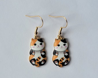 Calico Cat Earrings, Cute Cat Gifts, Whimsical Earrings, Cat Lovers, Cute Kitty Jewelry, Birthday Gift, Gifts for Her, Crazy Cat Ladies