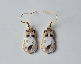 Cute Cat Earrings, Cute Kitty Gifts, Whimsical Earrings, Cat Lovers, Cute Kitty Jewelry, Ragdoll Cats, Gifts for Her, Enamel Cat Earrings