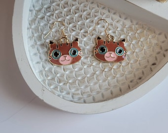 Cat Dangle Earrings, Cat Jewelry, Kitty Earrings, Kitty Jewelry, Gifts for Her, Whimsical Felines