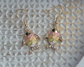 Cute Fish Earrings, Enamel Fish Dangles, Gifts for Her, Animal Earrings, Fun Summer Dangles