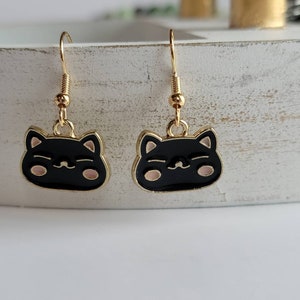 Black Cat Earrings, Whimsical Earrings, Cat Jewelry, Gifts for Her, Animal Jewelry