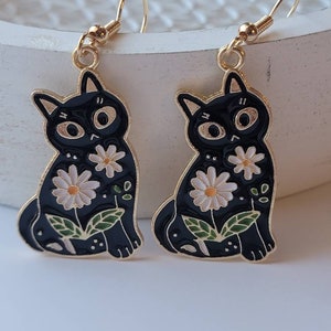 Black Cat Earrings, Fun Kitty Dangles, Cute Kitty Earrings, Gifts for Her, Crazy Cat Lady Gifts