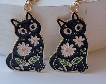 Black Cat Earrings, Fun Kitty Dangles, Cute Kitty Earrings, Gifts for Her, Crazy Cat Lady Gifts
