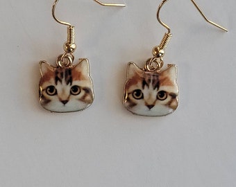 Cat Dangle Earrings, Cat Jewelry, Kitty Earrings, Kitty Jewelry, Gifts for Her