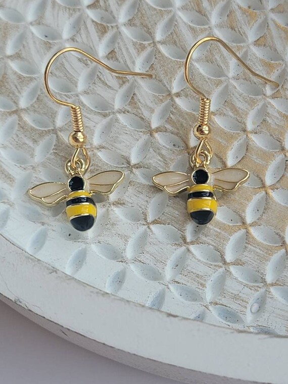 Cute Acrylic Bumble Bee Earrings - Dangle Hypoallergenic Insect Jewelry Gift For Women - View #11
