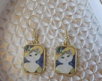 Cute Cat Earrings, Cat Portrait Dangles, Kitty Lover Gift, Fun Kitty Dangles, Whimsical Earrings, Sweet Kitten Jewelry