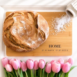Housewarming gift, topping-out ceremony gift, cutting board, personalized wedding gift, house construction gift, coordinates