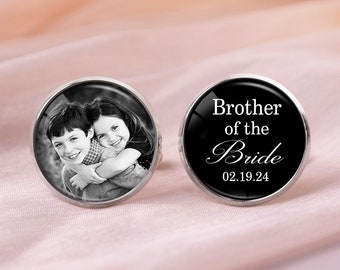 Gemelos para el hermano de la novia, gemelos con foto personalizada, gemelos de boda personalizados, gemelos de boda, regalo para papá y hombres.