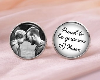Father Of The Groom Gift Cufflinks, Photo Custom Cufflinks, Proud To Be Your Son, Personalized Wedding Cufflinks, Wedding Gift For Dad