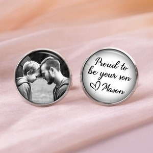 Father Of The Groom Gift Cufflinks, Photo Custom Cufflinks, Proud To Be Your Son, Personalized Wedding Cufflinks, Wedding Gift For Dad