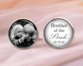 Manchetknopen broer van de bruid, foto manchetknopen op maat, gepersonaliseerde bruiloft manchetknopen, manchetknopen bruiloft, bruiloft manchetknopen cadeau voor vader en mannen