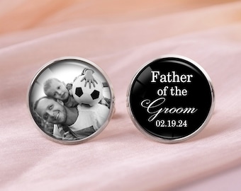 Father Of The Groom Gift Cufflinks, Photo Custom Cufflinks, Groom Gift From Bride, Personalized Wedding Cufflinks, Wedding Gift For Dad