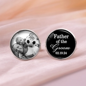 Father Of The Groom Gift Cufflinks, Photo Custom Cufflinks, Groom Gift From Bride, Personalized Wedding Cufflinks, Wedding Gift For Dad