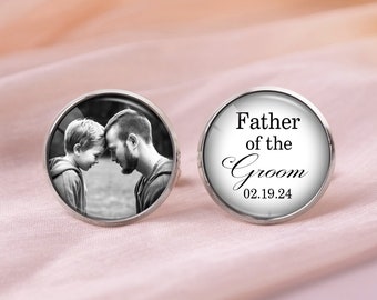 Father Of The Groom Gift Cufflinks, Photo Custom Cufflinks, Groom Gift From Bride, Personalized Wedding Cufflinks, Wedding Gift For Dad