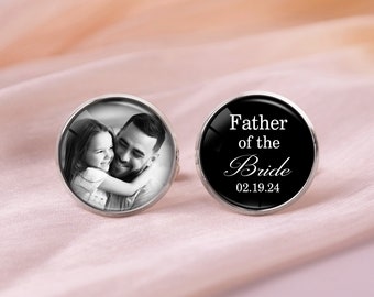 Father Of The Bride Gift Cufflinks From Daughter, Photo Custom Cufflinks, Personalized Wedding Cufflinks, Wedding Gift For Dad