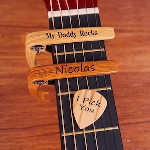 Custom Guitar Capo, Personalized Guitar Capo, Wood Personalized Guitar Picks, Valentines Gift, Birthday Gift, Christmas Gift for Guitarists