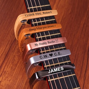 Custom Guitar Capo, Personalized Guitar Capo, Guitar Gifts for Him, Father&#39;s Day Gifts, Birthday Gift, Christmas Gift for Guitarists