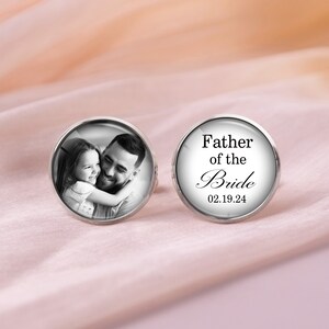 Father Of The Bride Gift Cufflinks From Daughter, Photo Custom Cufflinks, Personalized Wedding Cufflinks, Wedding Gift For Dad