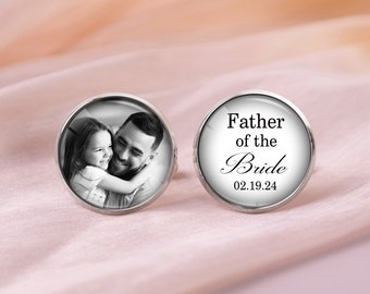 Father Of The Bride Gift Cufflinks From Daughter, Photo Custom Cufflinks, Personalized Wedding Cufflinks, Wedding Gift For Dad