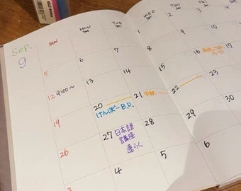 Muji Free Monthly Weekly Schedule, A5 A6 Planner Notebook, 15 Months / 65 Weeks, 88 sheets / 176 pages