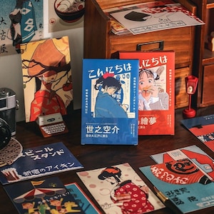 30 stampe di cartoline estetiche anime, set di decalcomanie da muro retrò, kit di collage di pareti per decorazioni per camera da letto, cartoline per poster in stile giapponese della metà del secolo
