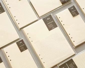 Mini Loose Leaf Paper, Ring Binder Refills, A5 A6 Size, 6 Holes, Grid Ruled Blank Weekly Daily Planner, Smooth Inserts Paper