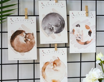 Cute Sleeping Cat Postcards, 30 Unique Designs Poster Set,  Sweet Home Room Decoration, Minimalist Wall Collage Kit, Gifts for sending love