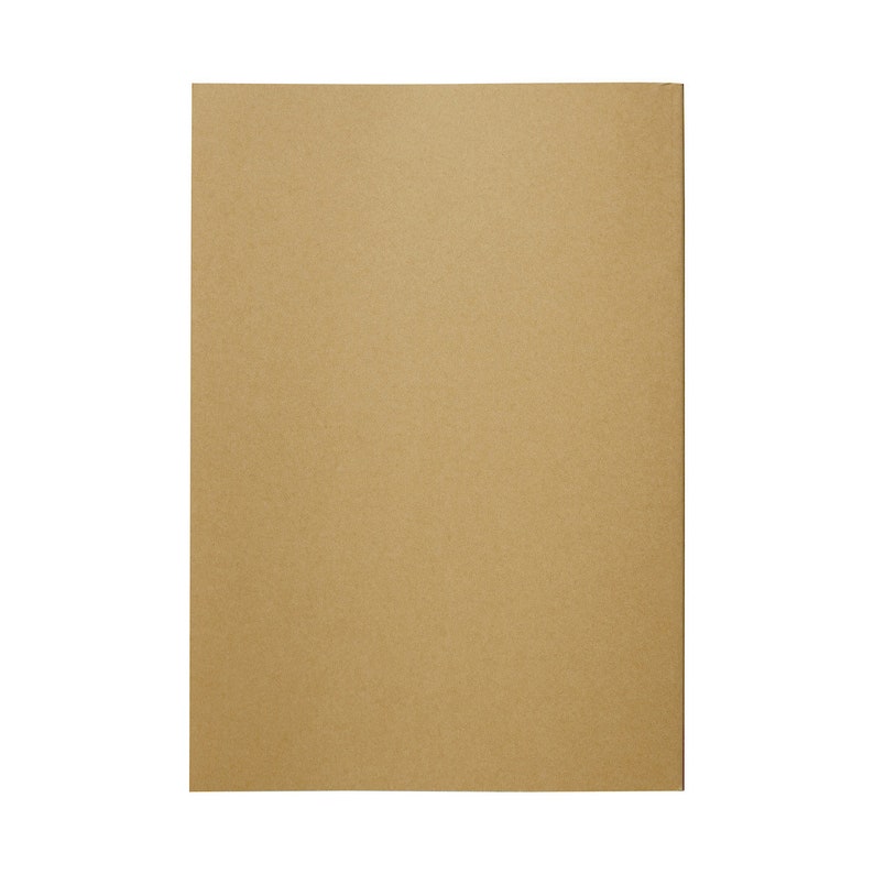 Pu&ograve; includere: Un foglio rettangolare di carta kraft marrone chiaro con una consistenza liscia e opaca. La carta &egrave; orientata verticalmente e presenta un colore marrone solido e coerente su tutta la superficie, offrendo un aspetto pulito e semplice.