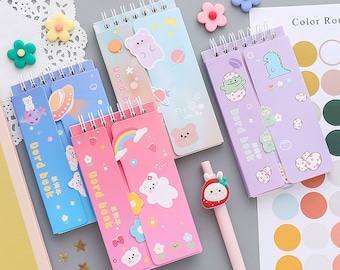 Cute Vocabulary Word Book, Learning New Language Study Cards, Loose Leaf Pocket Notebook, Binder Ring Easy Flip Flash Cards