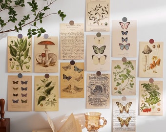 30 Nature Botanical Postcards, 6x4 Inch Poster Set, Retro style Aesthetic Prints, Photo Wall Room Decor, Vintage Wall Collage Kit